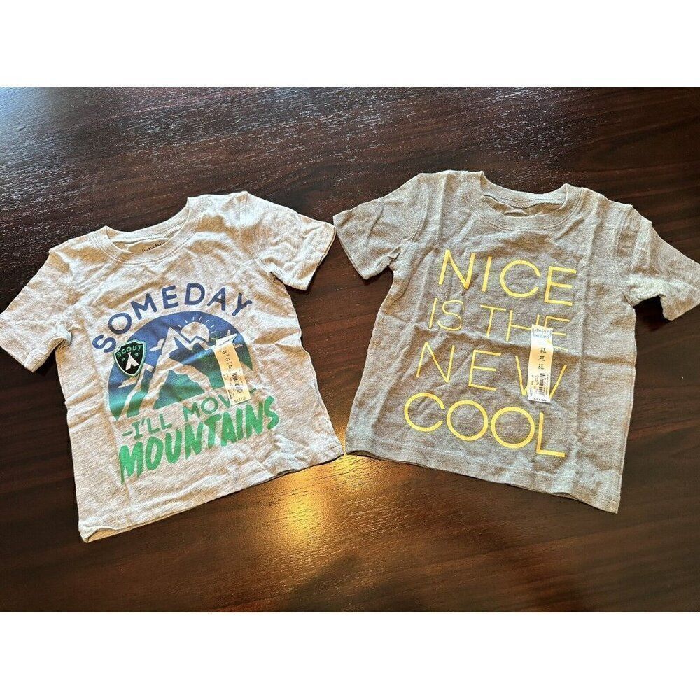 Lot Of 2 Jumping Beans Softest T Shirt Boys Size 2t Short Sleeve NWT NEW GREY